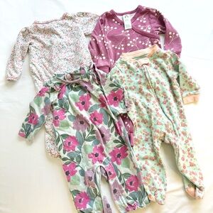 Gerber Kids One Pieces Bodysuits - Purple, Green, Pink Floral